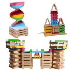 Set Cuburi de Constructii creative din Lemn - 150 piese