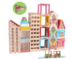 Set Cuburi de Constructii creative din Lemn - 150 piese