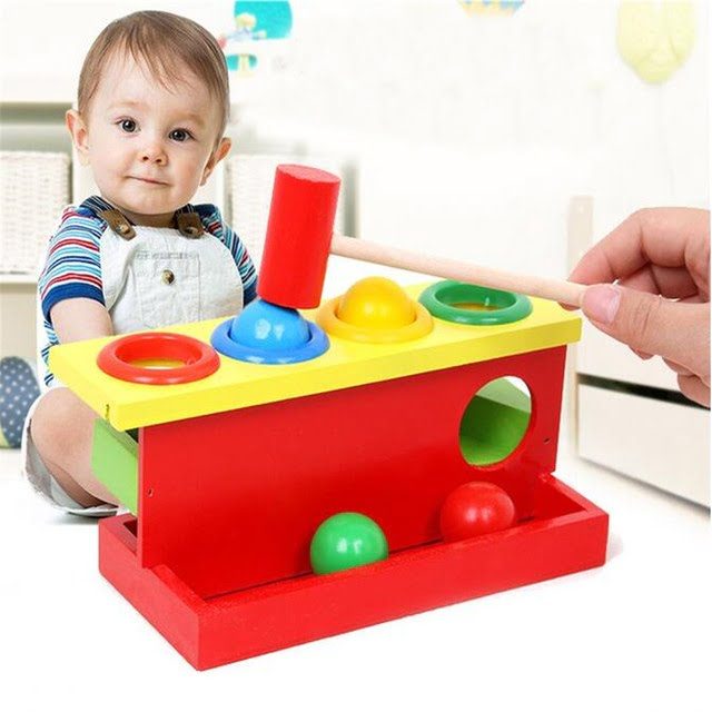 Jucarie din lemn Pista cu Bile si Ciocanel - imagine 2