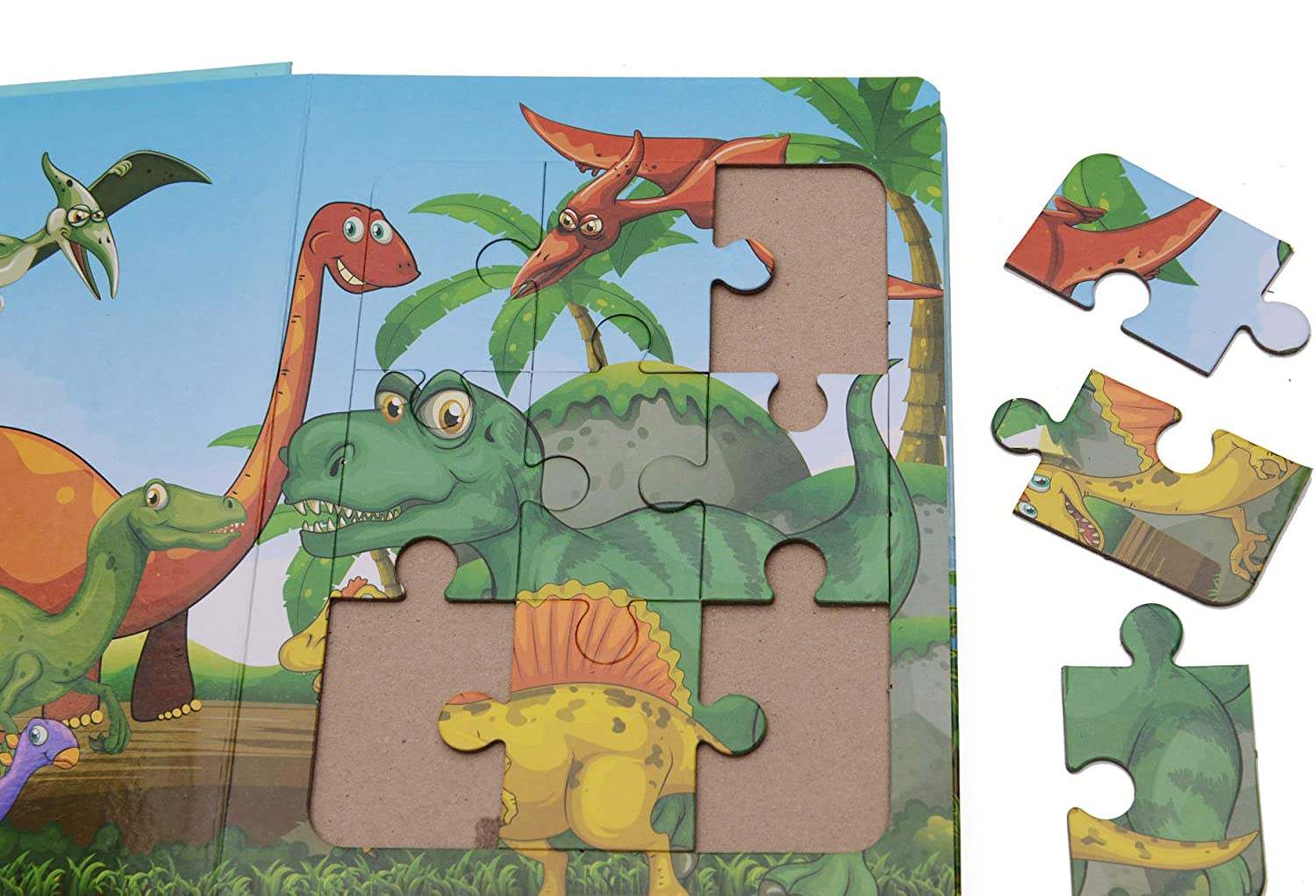 Carte educativa cu 6 puzzle-uri - Lumea Dinozaurilor - 72 piese - imagine 2