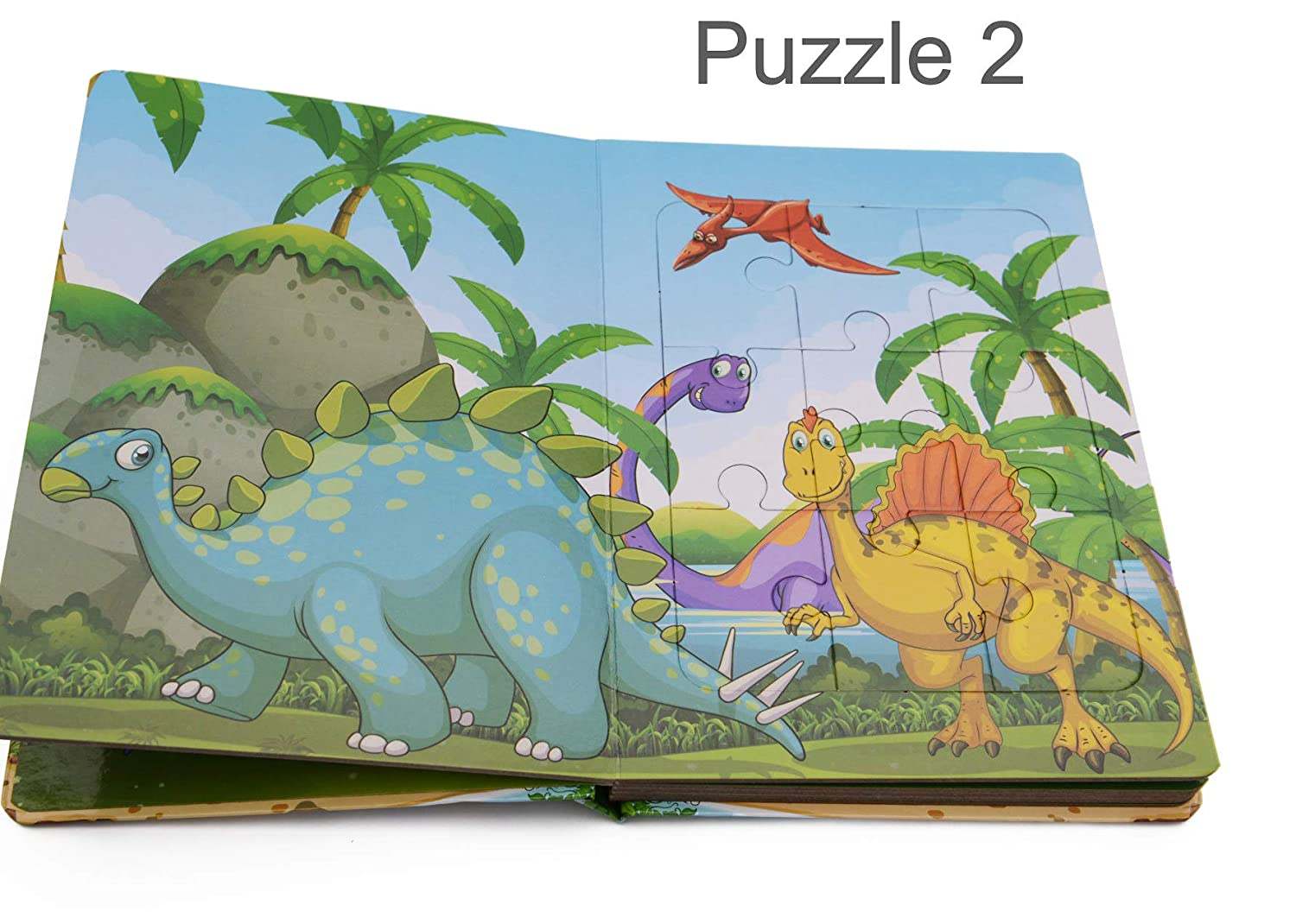 Carte educativa cu 6 puzzle-uri - Lumea Dinozaurilor - 72 piese - imagine 3