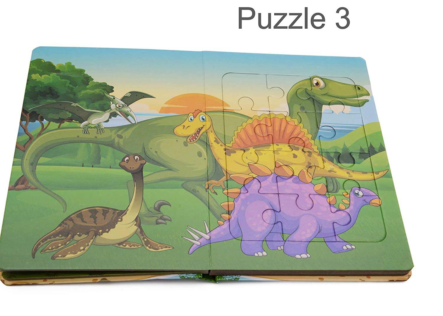 Carte educativa cu 6 puzzle-uri - Lumea Dinozaurilor - 72 piese - imagine 4