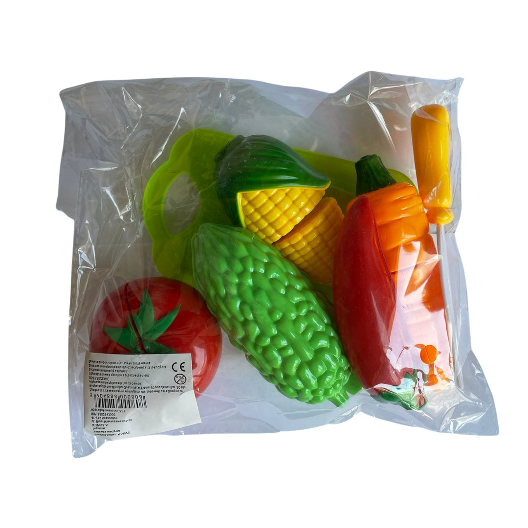 Joc de feliat cu 5 legume, cutit, fund si farfurie - imagine 2