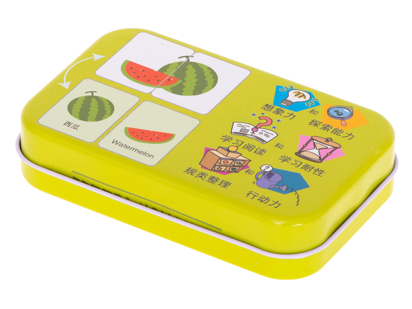 Joc educativ de asociere - carti de joc cu fructe si legume in cutie metalica - imagine 6