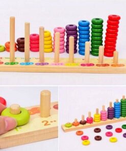Joc educativ din lemn cu Abac vertical, 3 ani