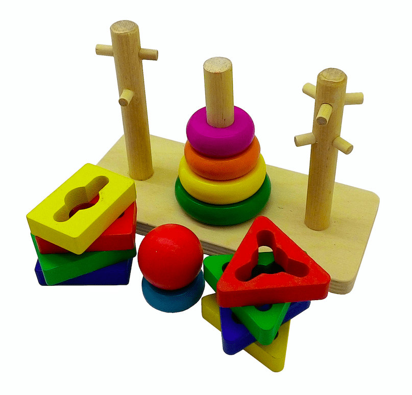 Jucarie din lemn - Sortator forme geometrice cu 3 coloane, 3 ani - imagine 2