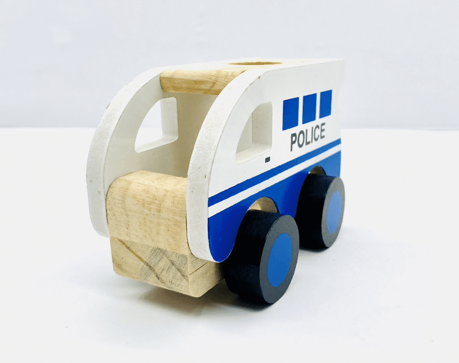 Masinuta de politie din lemn - imagine 2