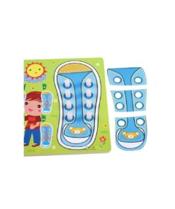 Alternative view of Puzzle din lemn - Invatam sa legam sireturile - Albastru, 3 ani