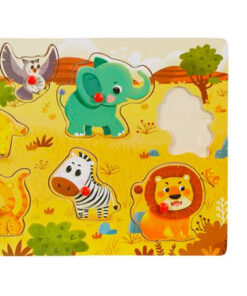 Alternative view of Puzzle incastru din lemn cu 7 piese mari - Safari