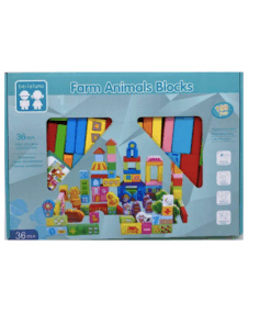 Alternative view of Set educativ de 100 cuburi din lemn pentru construit - Ferma animalelor, 3 ani