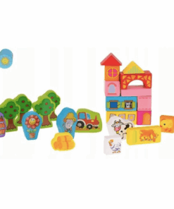 Alternative view of Set educativ de 100 cuburi din lemn multicolore pentru construit - Safari