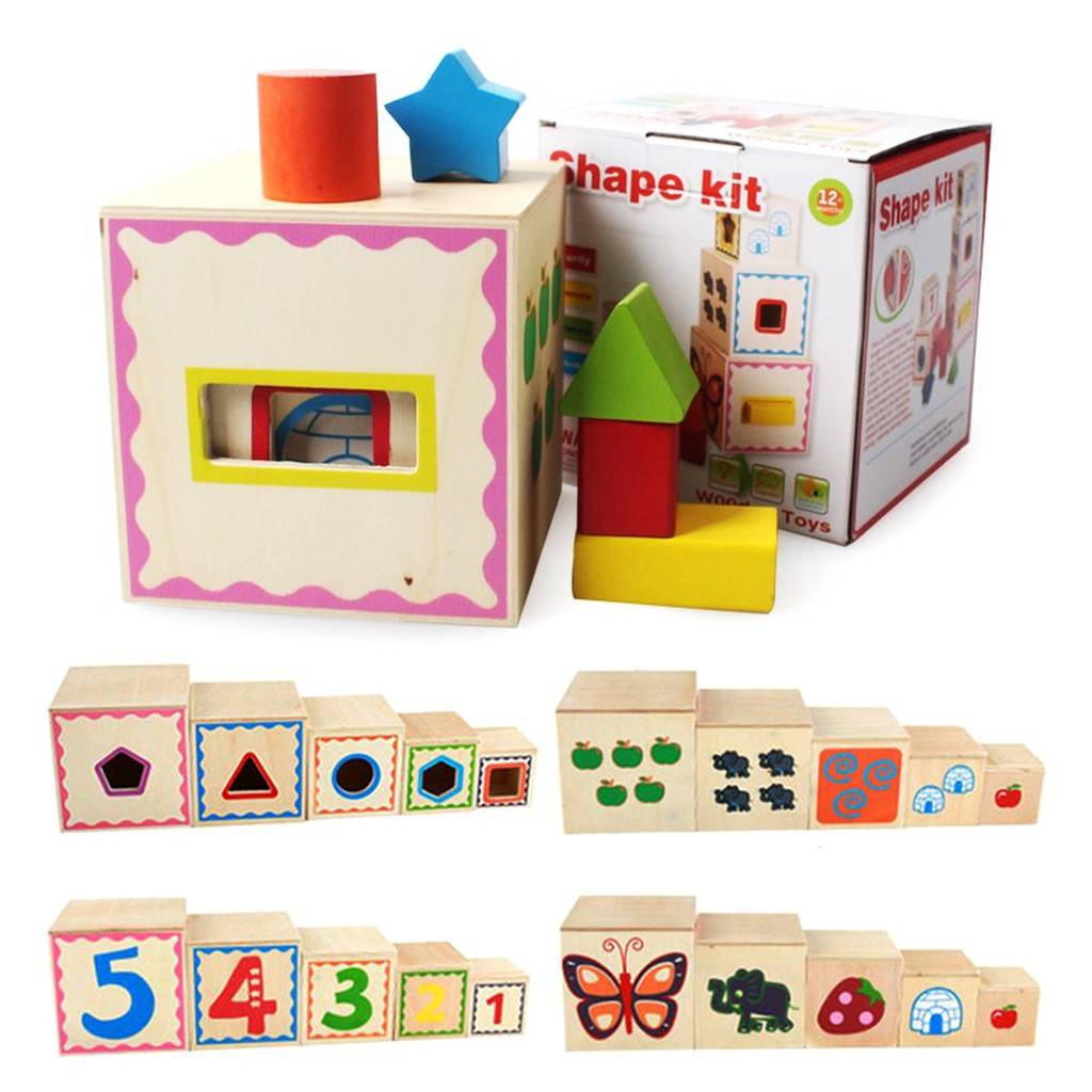 Set 5 cuburi din lemn - joc de asociere si sortare, 3 ani - imagine 3