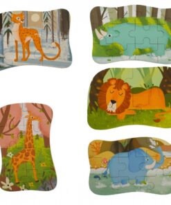 Set 5 Puzzle-uri cu Animale Salbatice, 3 ani