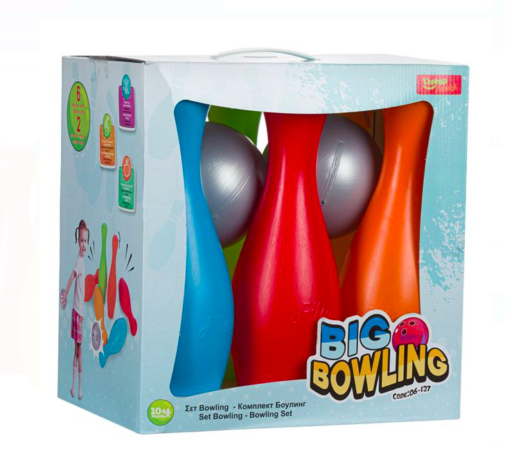 Set bawling pentru copii cu 6 popice si 2 mingi, 29x21x30cm - imagine 2