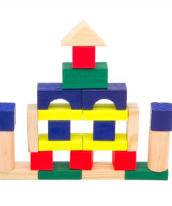 Set cuburi de constructie din lemn, 50 piese - Multicolor