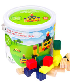 Alternative view of Set cuburi de constructie din lemn, 50 piese - Multicolor