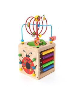 Centru de activitati Cub, din lemn 6 in 1, 30 cm