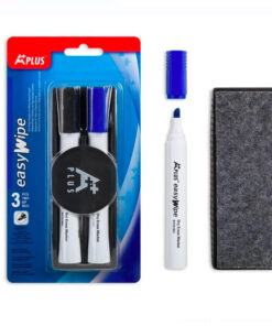 Marker pentru whiteboard 2 culori si burete de sters, set