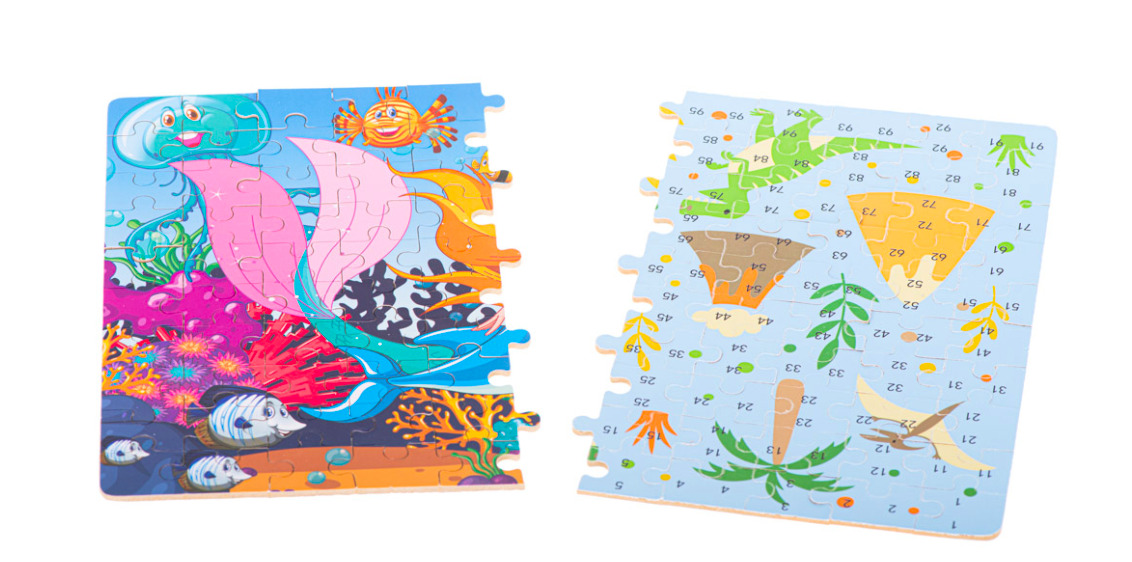 Puzzle educativ in cutie metalica cu 100 de piese - Tematica marina - imagine 6