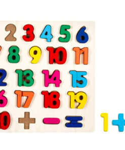 Alternative view of Puzzle incastru din lemn 20 numere si semne, piese groase