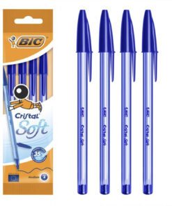 Set 4 pixuri BIC Cristal Soft, albastre