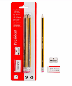 Set de 5 creioane cu radiera si ascutitoare