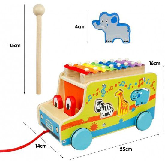 Centru de activitati bebelusi Camion din lemn cu xilofon - imagine 2