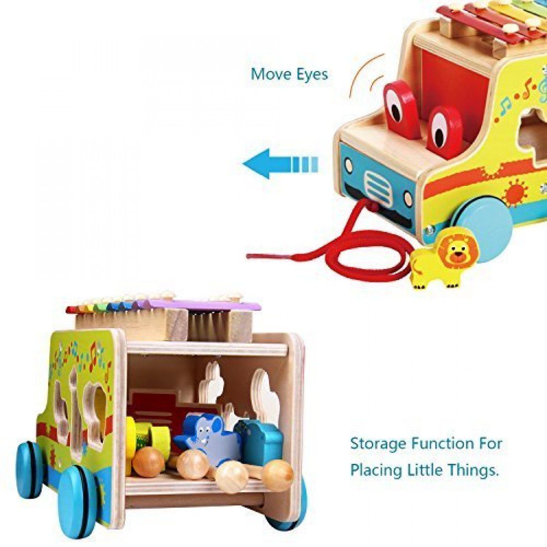 Centru de activitati bebelusi Camion din lemn cu xilofon - imagine 8