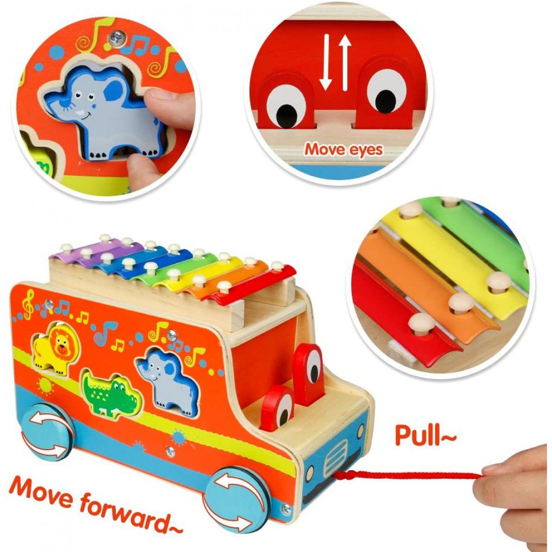 Centru de activitati bebelusi Camion din lemn cu xilofon - imagine 3