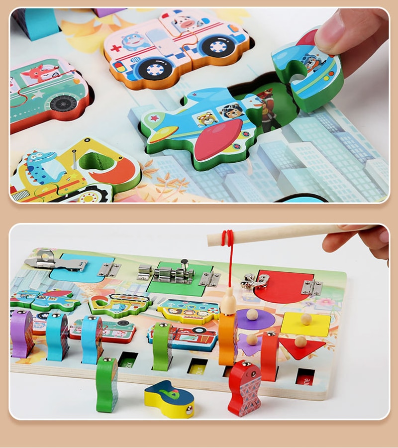 Placa cu activitati Montessori - Incuie Descuie, Potriveste - imagine 3