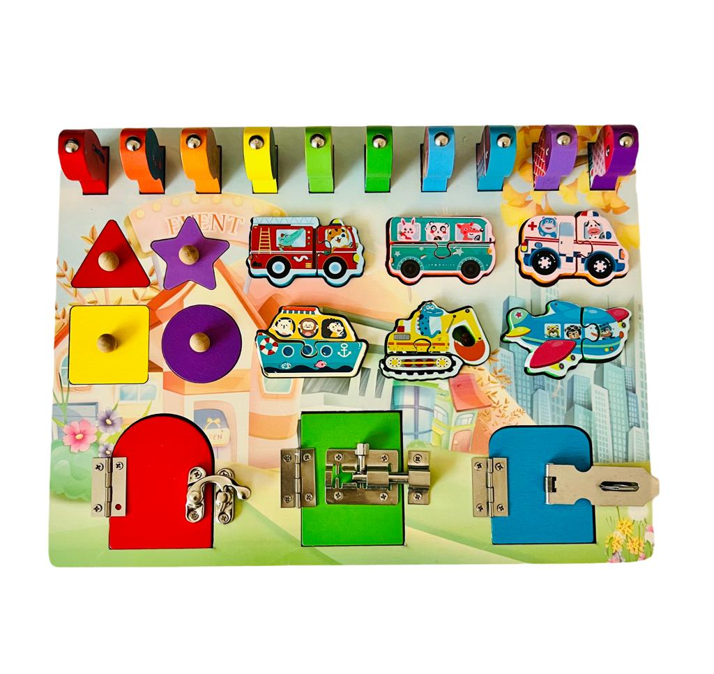 Placa cu activitati Montessori - Incuie Descuie, Potriveste - imagine 7