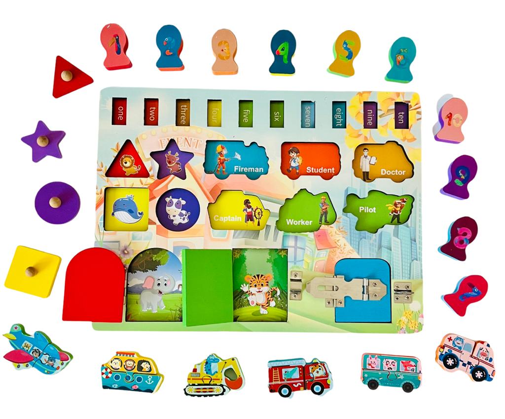 Placa cu activitati Montessori - Incuie Descuie, Potriveste - imagine 8