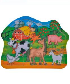 Puzzle educativ din lemn cu animale de la fermă (9 piese) 17,8x23,8 cm
