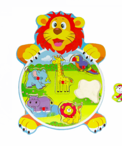 Puzzle educativ din lemn cu animale din jungla, 6 piese