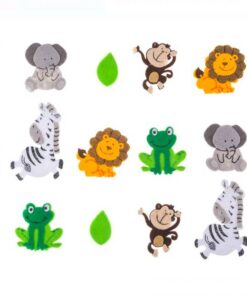 Set 12 animale din fetru autocolante pentru activitati senzoriale si lucru manual