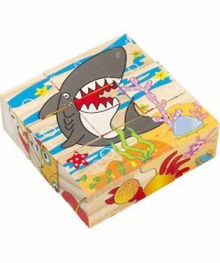 Alternative view of Set 6 puzzle cubic din lemn - Animale marine, 9 cuburi