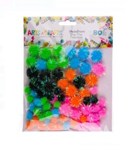 Set 80 pom-pom colorate pentru activitati senzoriale si lucru manual