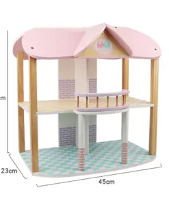 Alternative view of Casa de papusi din lemn, 45 cm, utilata si mobilata