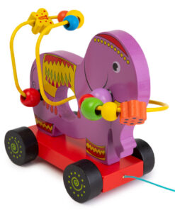 Alternative view of Joc Montessori 2 in 1 - Labirint cu margele si jucarie de tras,Elefant