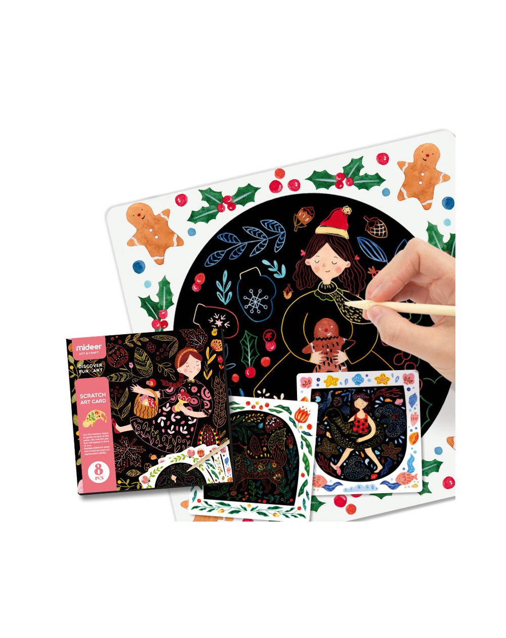 Joc creativ cu 8 planse de razuit, Mideer Scratch Art - imagine 2