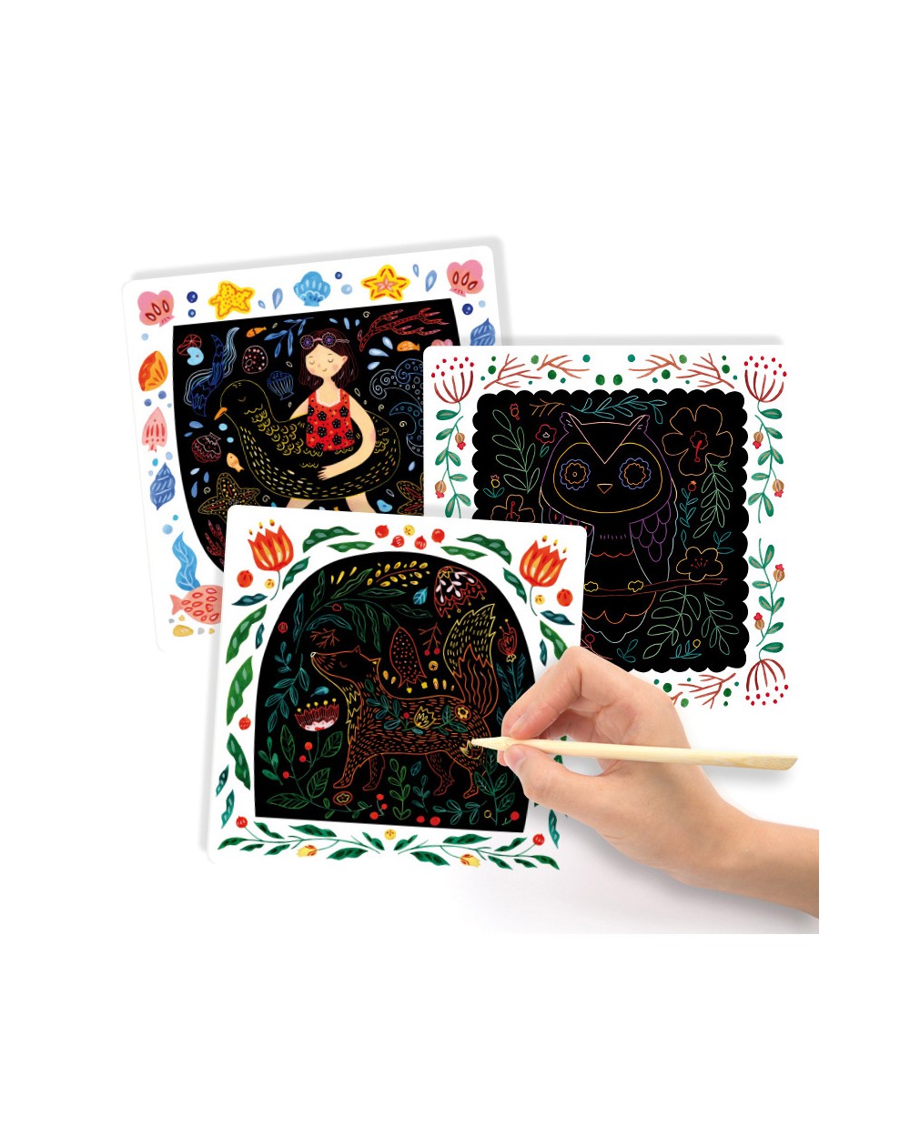 Joc creativ cu 8 planse de razuit, Mideer Scratch Art - imagine 3