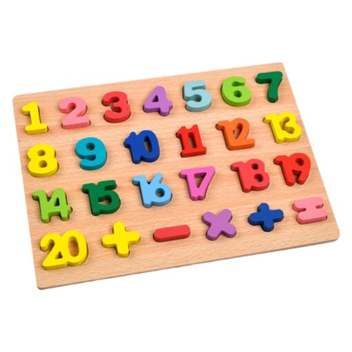 Puzzle Incastru 3D din Lemn cu cifre, numere si semne aritmetice