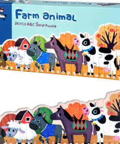 Puzzle de asociere cu betisoare, Ferma, 26 piese