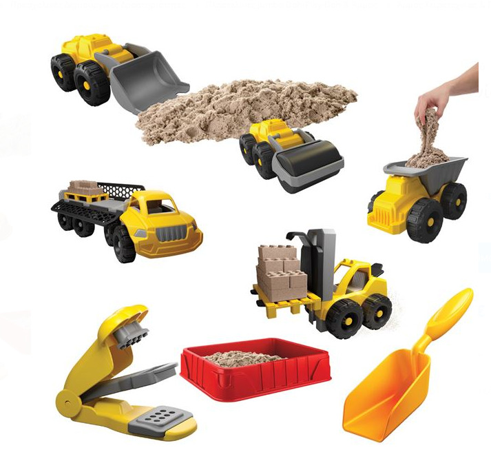 Joc creativ cu nisip kinetic si 3 vehicule, 2 kg