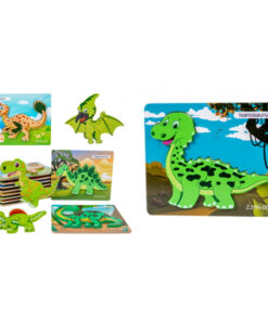Puzzle 3D din lemn cu 5 piese groase - Dinozaur