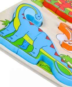 Alternative view of Puzzle educativ de asociere din lemn cu 2 piese, Dinozauri