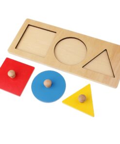 Puzzle incastru cu maner pentru invatare forme si culori, 30 cm