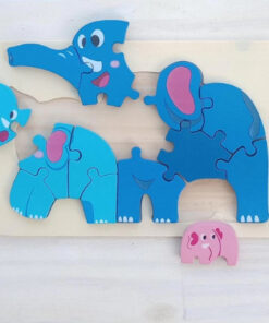 Alternative view of Puzzle incastru lemn cu 13 piese groase, Mama si puii