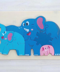 Puzzle incastru lemn cu 13 piese groase, Mama si puii