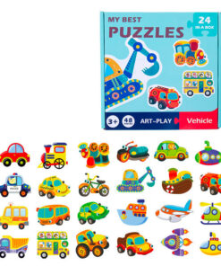 Set 24 puzzle din 2 piese - Mijloace de transport, 3 ani